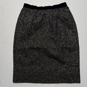 GIVENCHY Vintage Nouvelle Boutique Black Gold Metallic Thread Tweed Skirt Size S